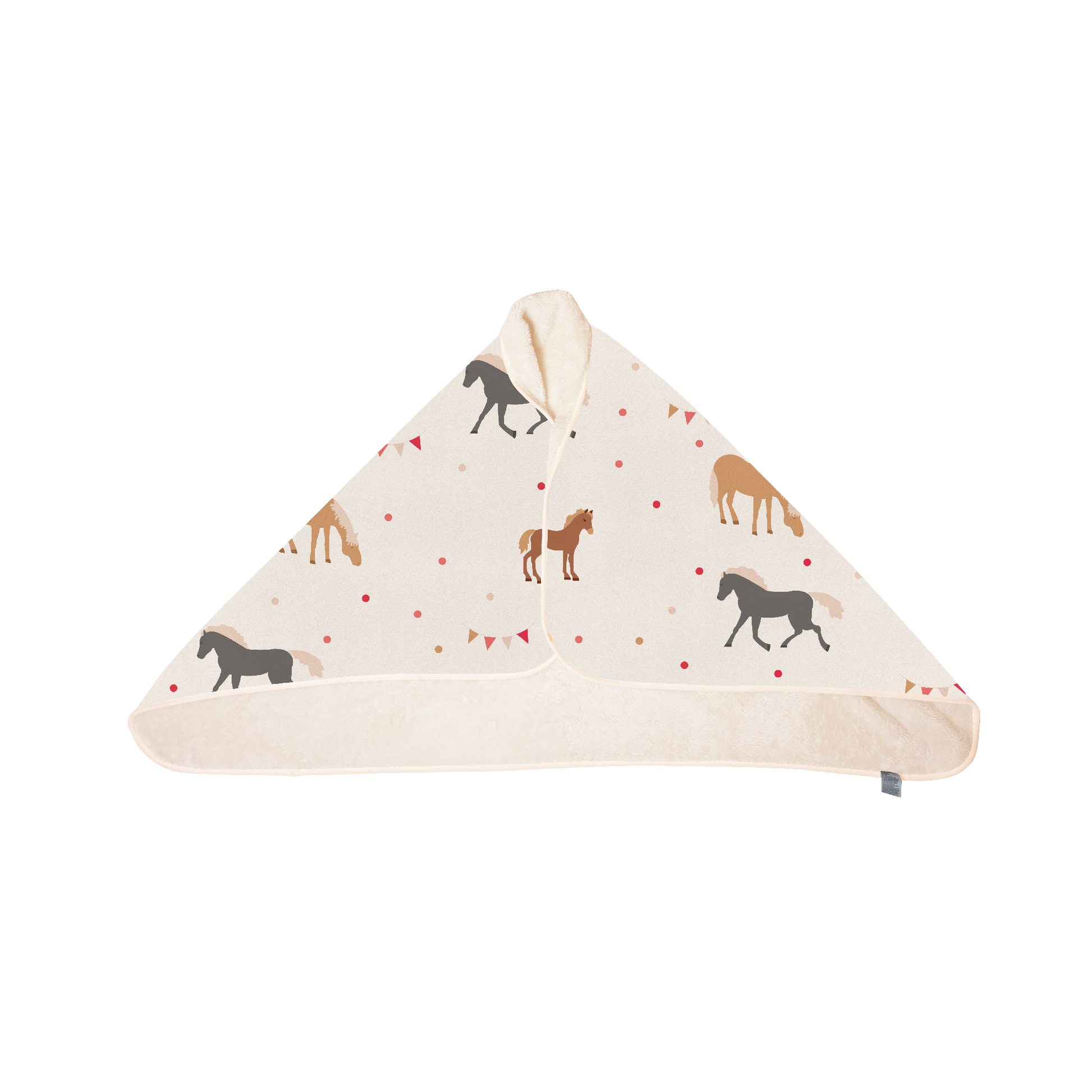 A luxurious soft fleece cape blanket featuring a beautiful horse print design, perfect for equestrian lovers seeking warmth and comfort.